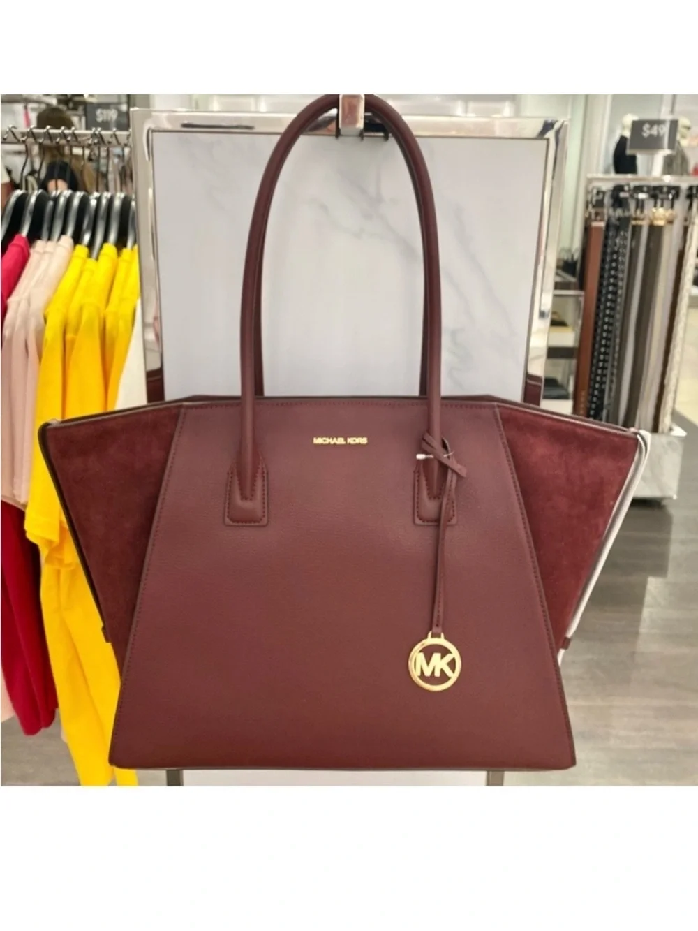 Michael Kors Avril Extra-Large Leather Top-Zip Tote Bag In Oxblood NWT